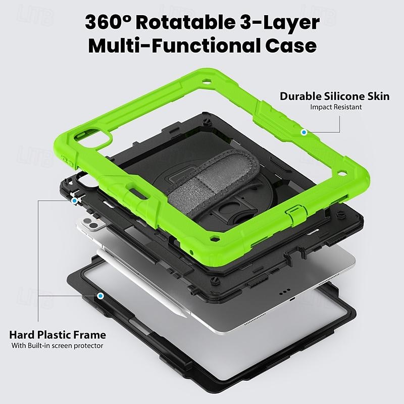 Tablet Case Cover For Apple iPad Air 11"(2024) iPad Air 13"(2024) iPad Pro 11"(2024) iPad Pro 13"(2024) Portable Handle Pencil Holder Armor PC Silicone 2025 - $45.99 –P2