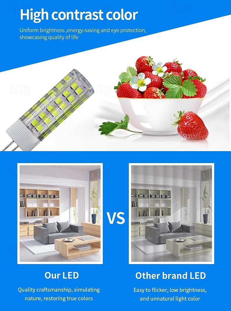 6pcs G4 LED Bi-pin Lights 400Lumens 7W 75LED Beads SMD 2835 Warm White ...