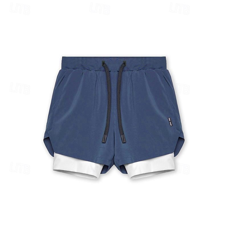 Hombre Pantalones Cortos Running Shorts de gimnasio Pantalones de chándal Bolsillo Correa 2 en 1 Cintura elástica Bermudas Exterior Deporte Deportivo Secado rápido Ligero Suave Maratón Corriendo 2025 - $18.99 –P14