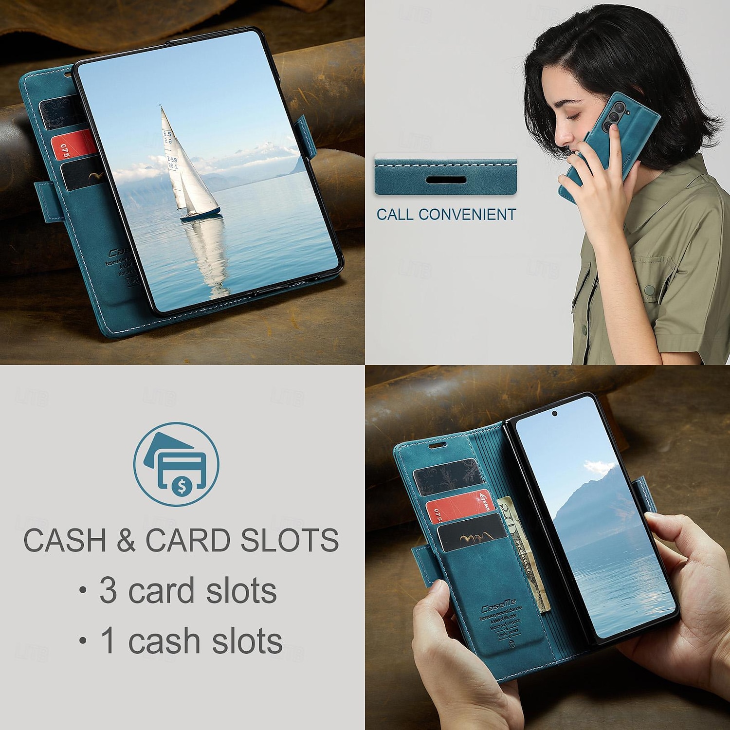 هاتف غطاء من أجل سامسونج جالاكسي زي فولد 6 Z Fold 5 Z Fold 4 حافظة بطاقة المحفظة فتحة لبطاقة ضد الصدمات مكتب  /  الأعمال TPU 2025 - $18.99 –P9
