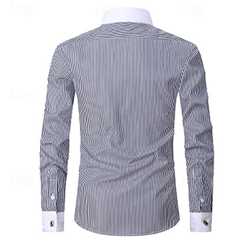Men's Shirt Dress Shirt Collared Shirt Button Up Shirt Color Block Wedding Party Black Light Purple Dark Blue Light Sky Blue Long Sleeve Lapel Spring & Fall Clothing Apparel 2025 - $26.99 –P7