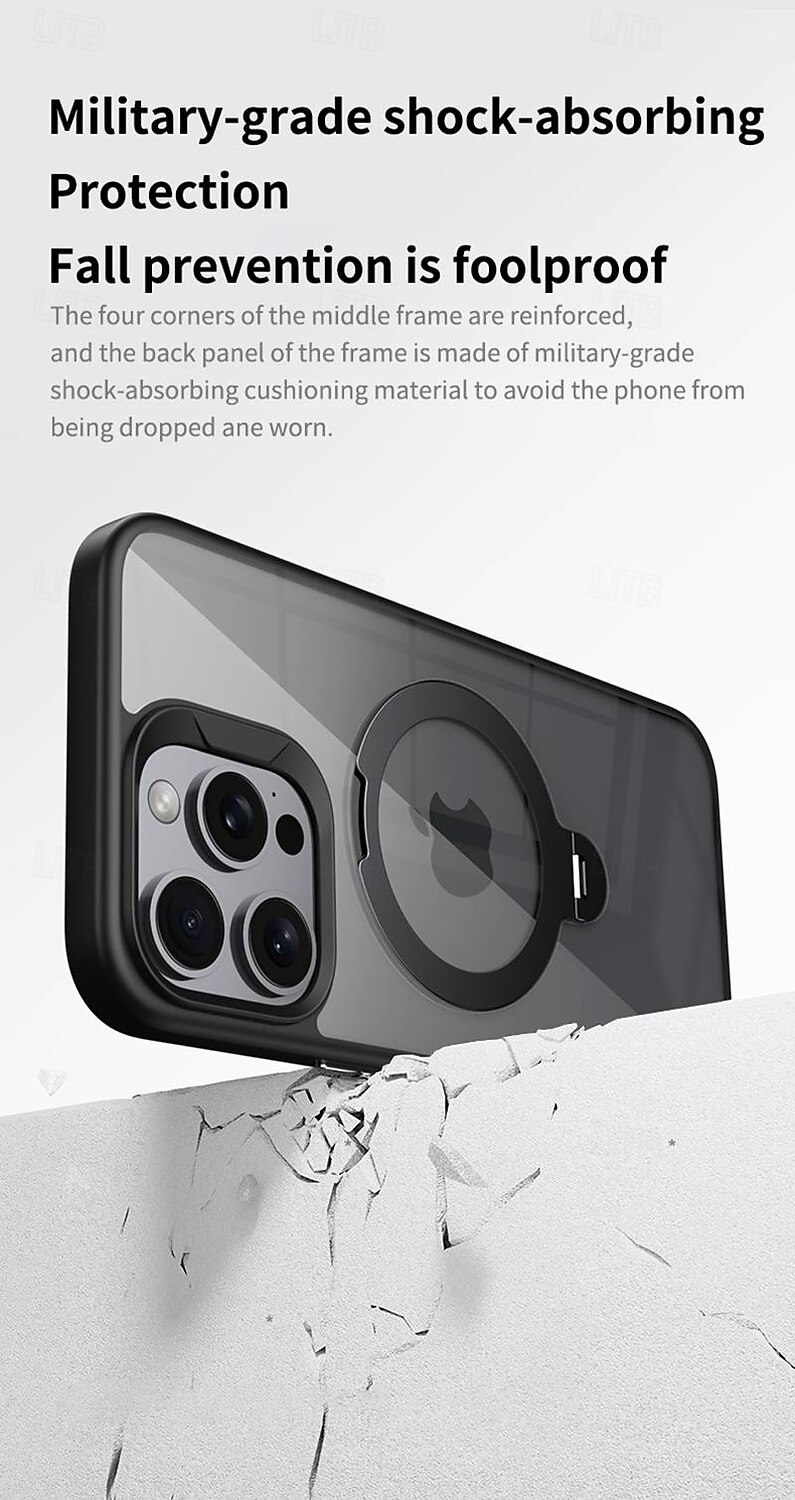 Phone Case For iPhone 16 iPhone 15 Pro Max Plus iPhone 14 13 12 Pro Max Plus Back Cover with Stand Holder Transparent Shockproof TPU Metal 2025 - $19.99 –P11