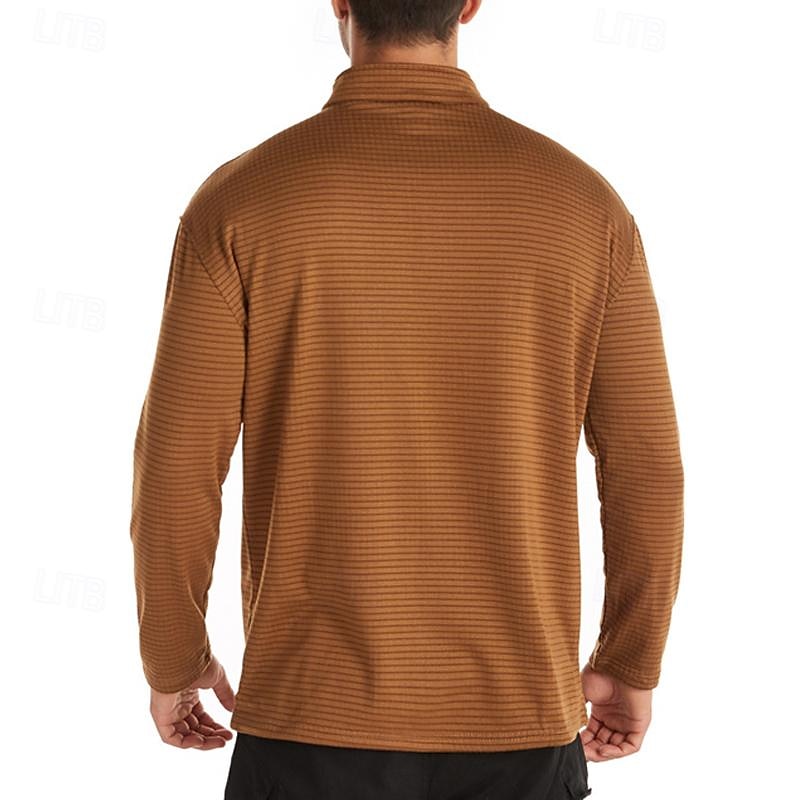 Men's Base Layer Quarter Zip Long Sleeve Jersey Casual Athleisure Fall Polar Fleece Thermal Warm Gym Workout Running Walking Sportswear Activewear Solid Colored Black Navy Blue Khaki 2025 - $13.99 –P8