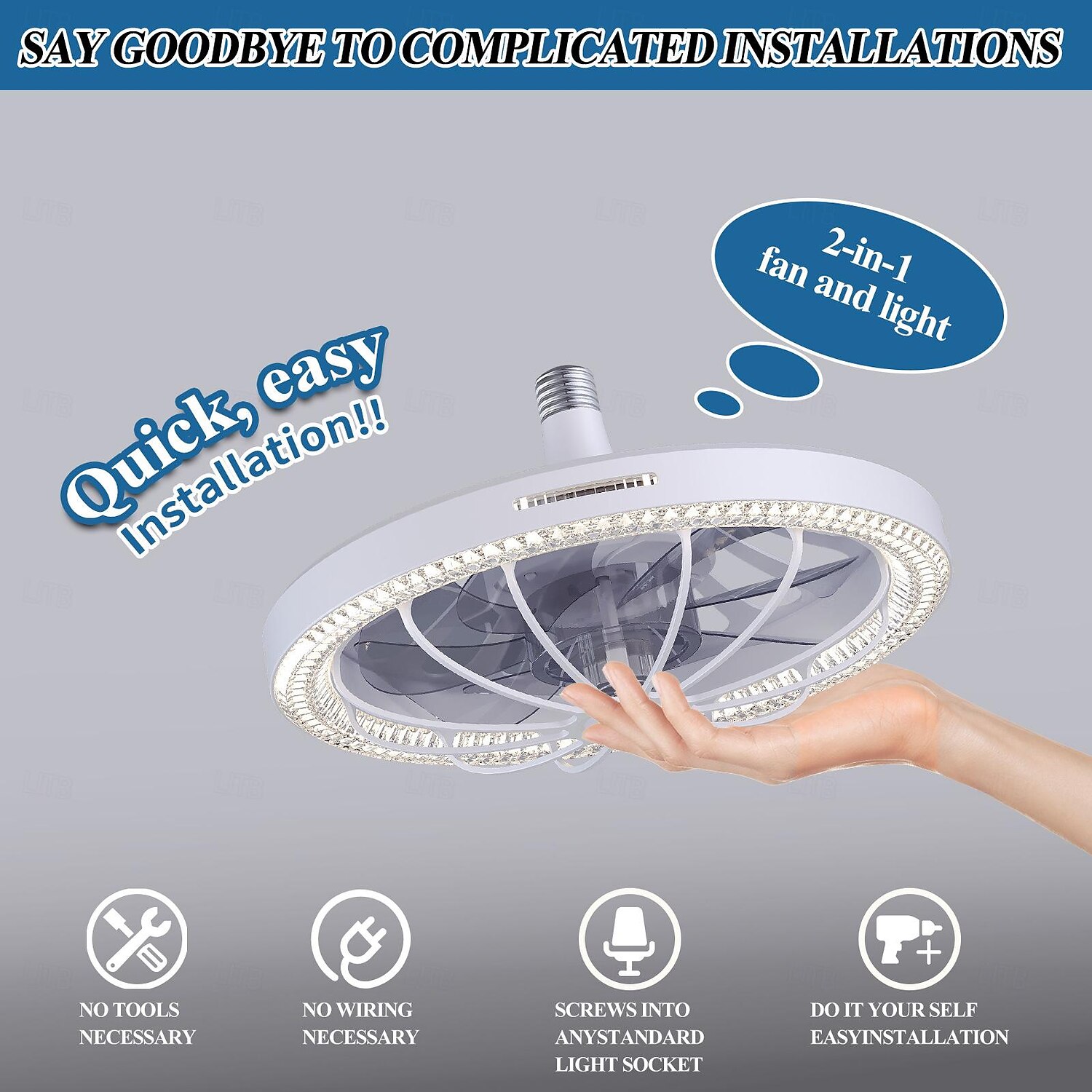stropní ventilátor s teplým bílým světlem, 3 barvami světla, 3rychlostní LED nízkoprofilový zapuštěný stropní ventilátor do kuchyně 2025 - $151.99 –P3