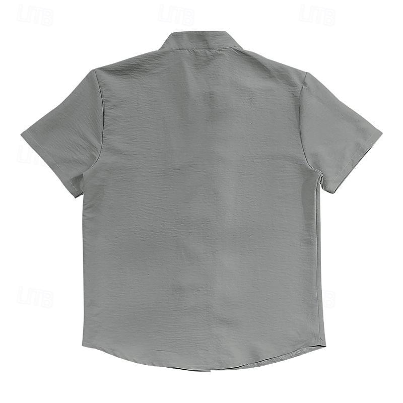 Miesten Paita pellava paita Kiinalainen kauluspaita Mandarin kauluspaita Rento paita Button Up paita Tavallinen Loma Katu Musta Valkoinen Punastuvan vaaleanpunainen Khaki Lyhythihainen isoisän kaulus 2025 - $24.99 –P16