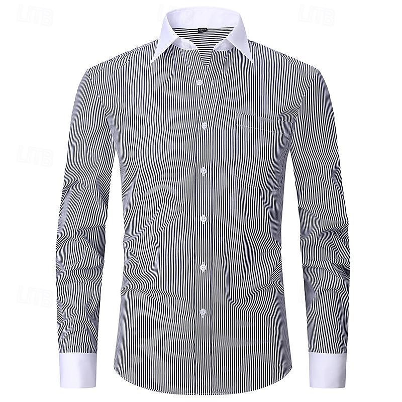 Men's Shirt Dress Shirt Collared Shirt Button Up Shirt Color Block Wedding Party Black Light Purple Dark Blue Light Sky Blue Long Sleeve Lapel Spring & Fall Clothing Apparel 2025 - $26.99 –P6