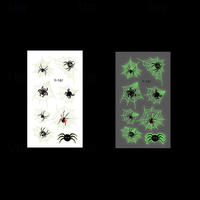 Autocollants de tatouage lumineux en toile d'araignée d'halloween, 10 pièces, autocollants de visage de fête de festival lumineux de dessin animé de 2025 ? $14.49 –P1