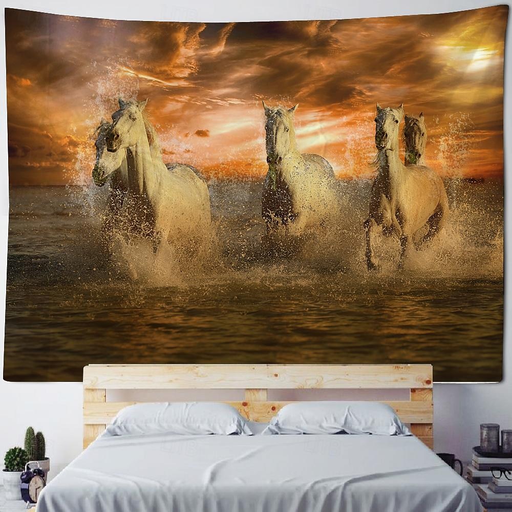 zvíře kůň pláž závěsný gobelín nástěnné umění velký gobelín nástěnná malba výzdoba fotografie pozadí přikrývka opona domácí ložnice dekorace obývacího pokoje 2026 - $17.99 –P10