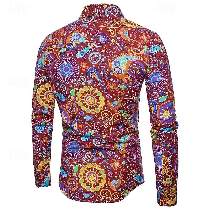 Per uomo Paisley Tribale Vintage Camicia Boho Camicia con Bottoni Manica Lunga Moda Casual Quotidiano Streetwear Autunno & Inverno Estate Primavera Collo ripiegato Stampa 3D Rosso Fucsia del 2026 a $28.99 –P2