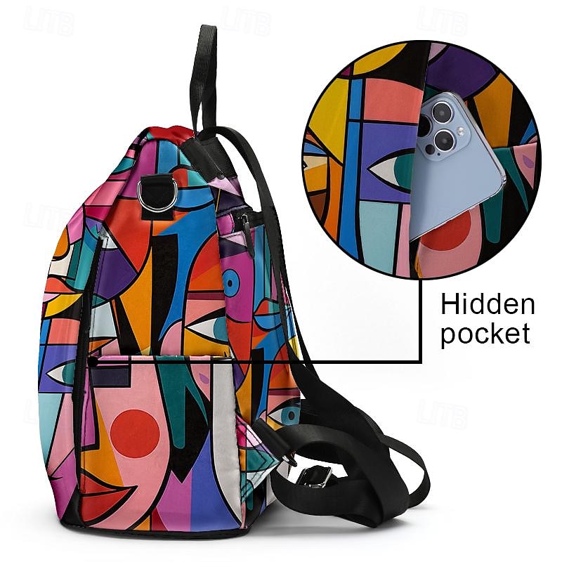 Large Capacity Colorful Abstract Art Print Multi-Carry Backpack - Durable and Spacious School Bag with Adjustable Straps, Available in Two Patterns 2025 - $42.99 –P5
