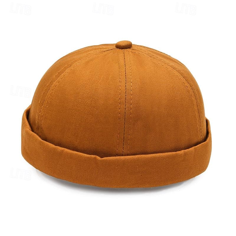 Herren Melonenkappe Hut Schwarz Gelb Baumwolle Modisch Brautkleider schlicht Strasse Täglich Glatt Einstellbar Atmungsaktiv 2025 - $6.49 –P3