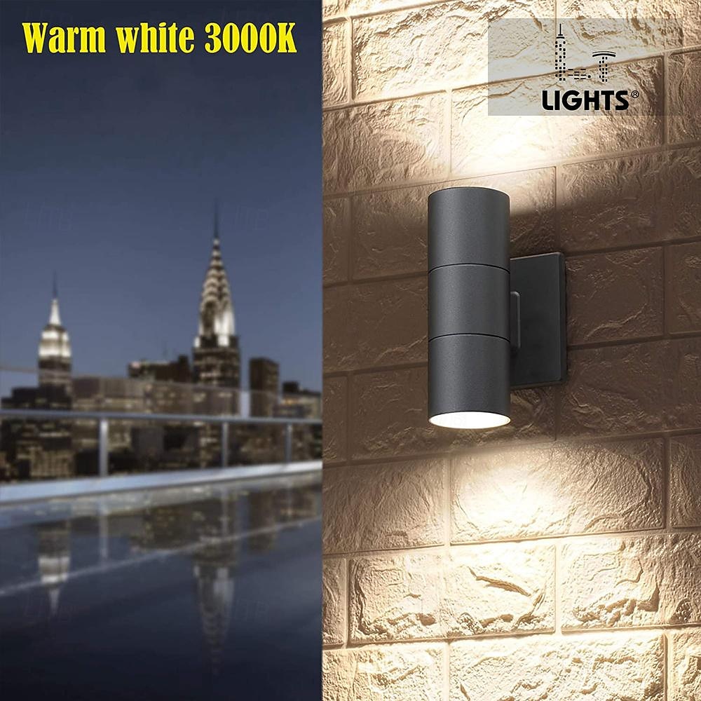 l.t luci 30 cm applique da parete per esterni lampada da parete a led impermeabile nera muta su e giù pannocchia in alluminio luminoso adatta per grondaia del giardino garage ac85-265v del 2025 a $78.99 –P1