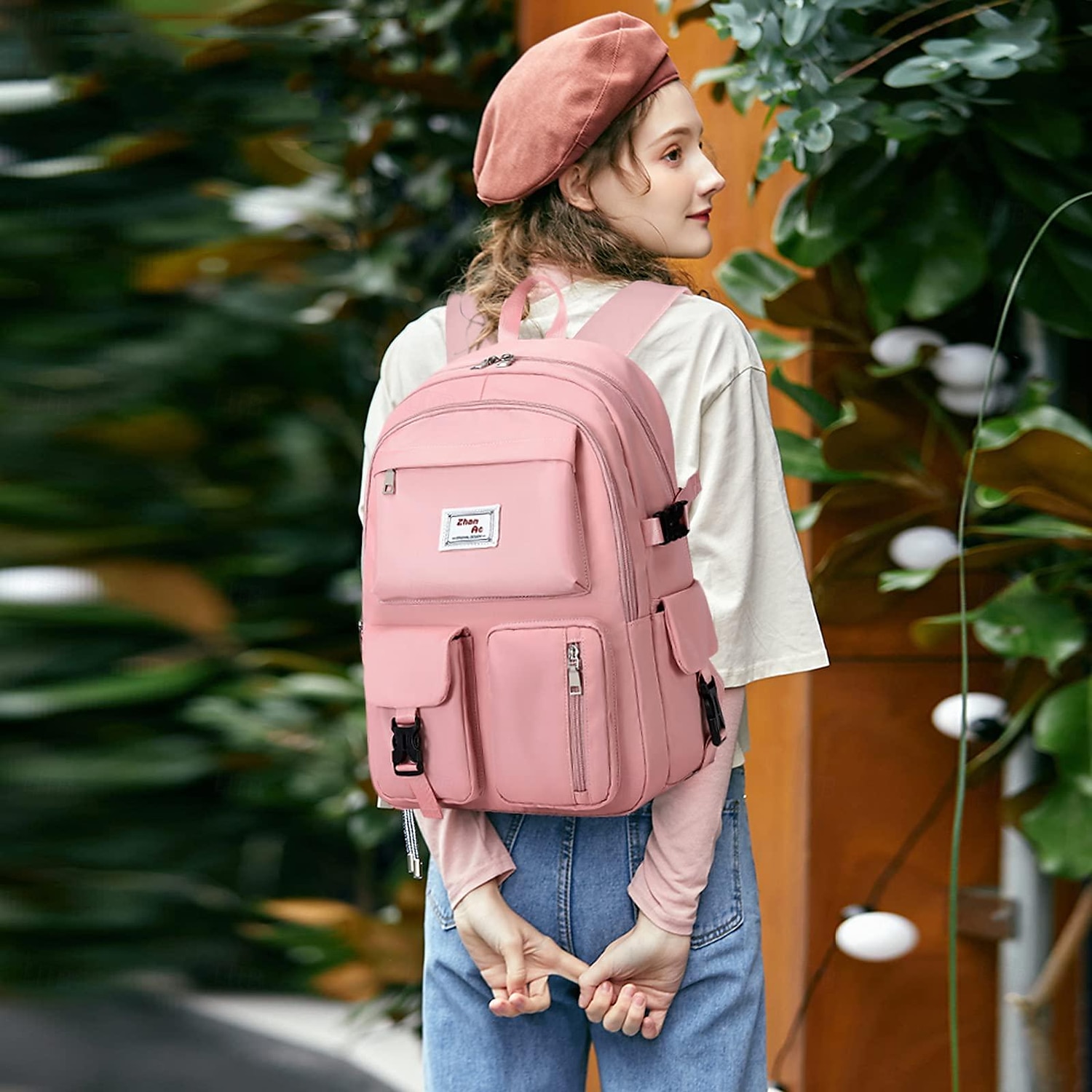 Zaino impermeabile in tessuto Oxford per la scuola e i viaggi: elegante design multitasche, perfetto per gli studenti e per il rientro a scuola del 2025 a $49.99 -P3