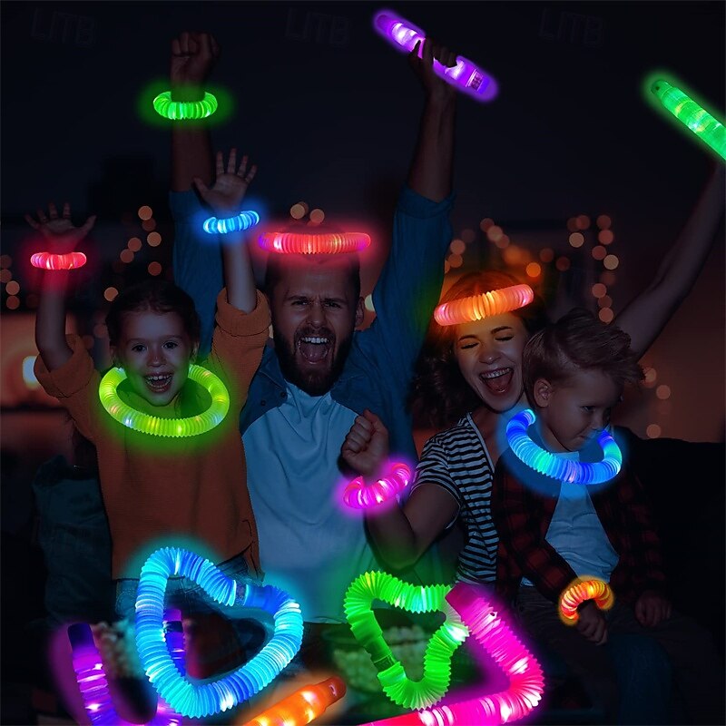tubi pop luminosi per bambini bastoncini luminosi bomboniere per bambini braccialetti elastici con led al neon collane accessori per bambini campo da viaggio campeggio giocattoli divertenti regali per del 2025 a $34.99 –P4