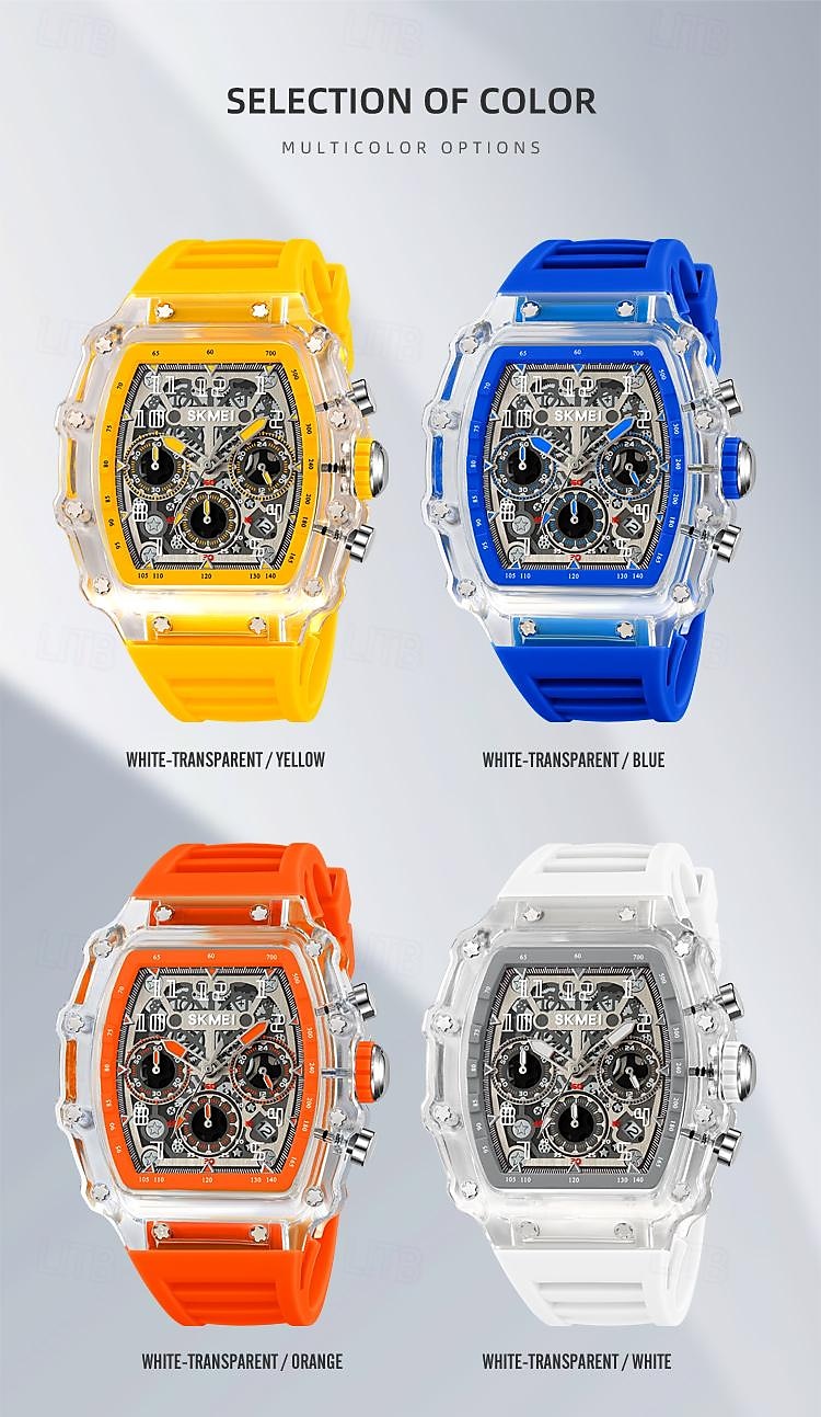 SKMEI Men Quartz Watch Outdoor Fashion Casual Wristwatch Stopwatch Countdown Calendar Waterproof Silicone Gel Watch 2026 - $42.99 –P18
