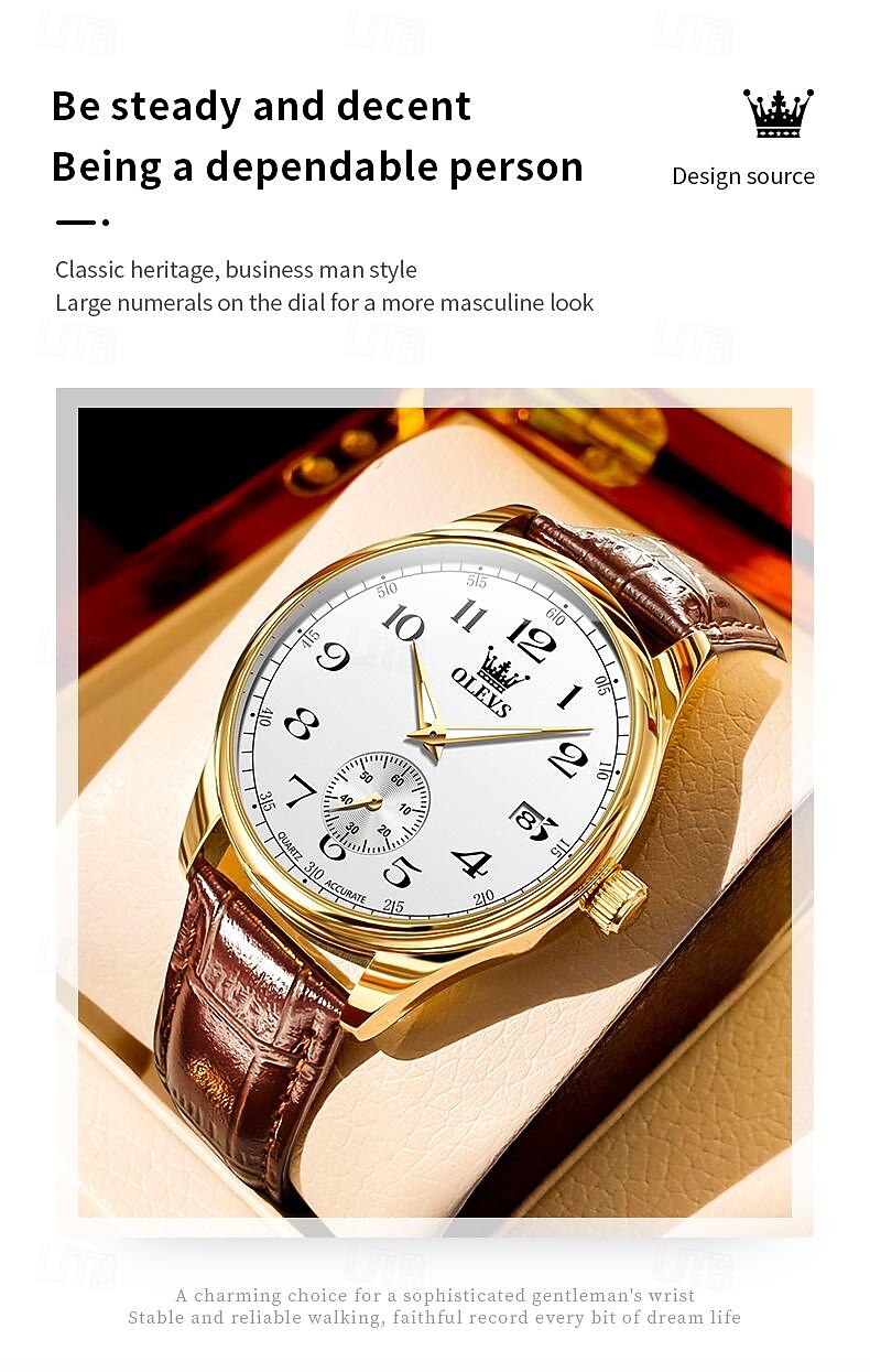 OLEVS Мужчины Кварцевые Минималистский Мода Наручные часы Светящийся Календарь ЗАЩИТА ОТ ВЛАГИ Украшение Кожа Часы 2026 - $28.99 –P2