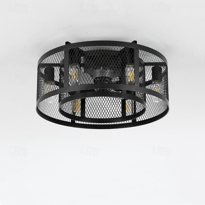 led takvifte lys 53cm 6-lys med fjernkontroll lydløs vifte taklys retro industrivifte pendel lys metall vintage burvifte tak lys for soverom stue spisestue lampe 110-240v (pære ikke inkludert) 2025 - $374.39 –P6