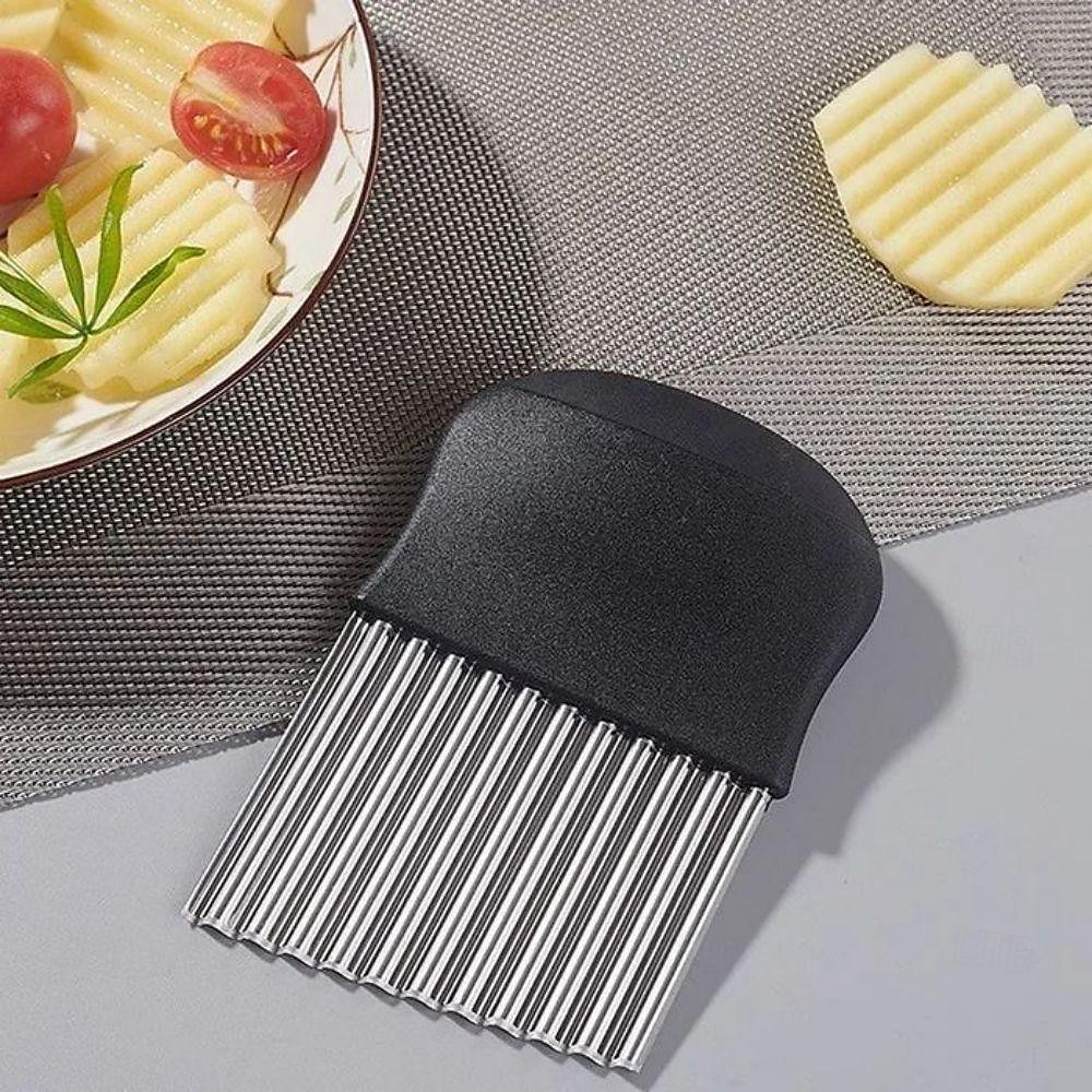 krajalnica do ziemniaków falowanych - ostrze ze stali nierdzewnej, ergonomiczny uchwyt, uniwersalna krajalnica do warzyw do ziemniaków, ogórków, marchwi 2025 - $8.99 –P6