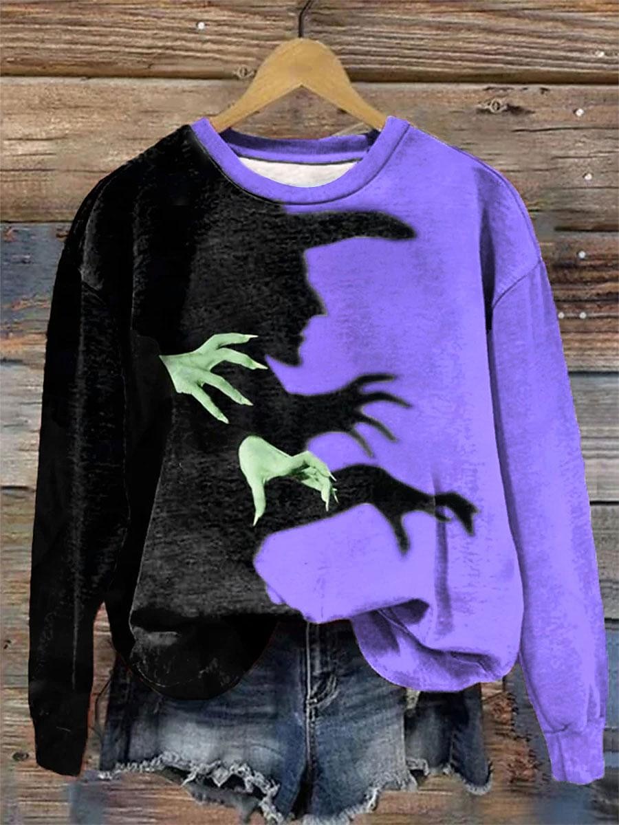 Per donna maglietta Color Block Stampa Halloween Giornaliero Informale Manica lunga Girocollo Viola Primavera Autunno inverno del 2025 a $25.99 –P5