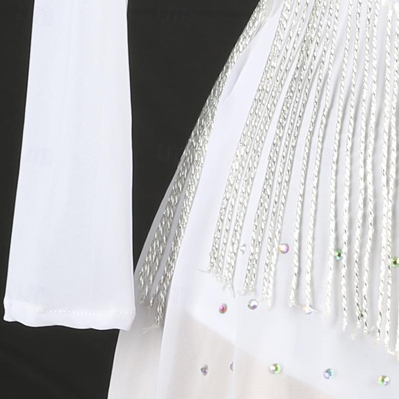 Latijnse dans Kleding Strass Kwastje Dames Prestatie Opleiding Lange mouw Hoog Spandex Tule 2025 - $180.99 –P9