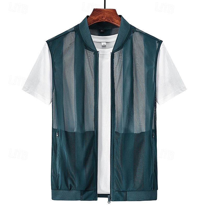 Men's Vest Gilet Fishing Vest Hiking Vest Gilet Jacket Outdoor Street Daily Going out Streetwear Casual Spring Fall Pocket Polyester Nylon Breathable Plain Zipper Stand Collar Regular Fit Black White 2026 - $24.99 –P5