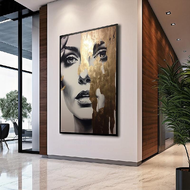 handgemaltes abstraktes Pattle Knife Frauengesicht Ölgemälde Wandkunst weibliche Figur Wandkunst Gold- und Weißgemälde handgemachte Wandkunst Frauenkunst Ölgemälde für Wandkunst moderne Wohnkunst 2025 - $133.99 –P3