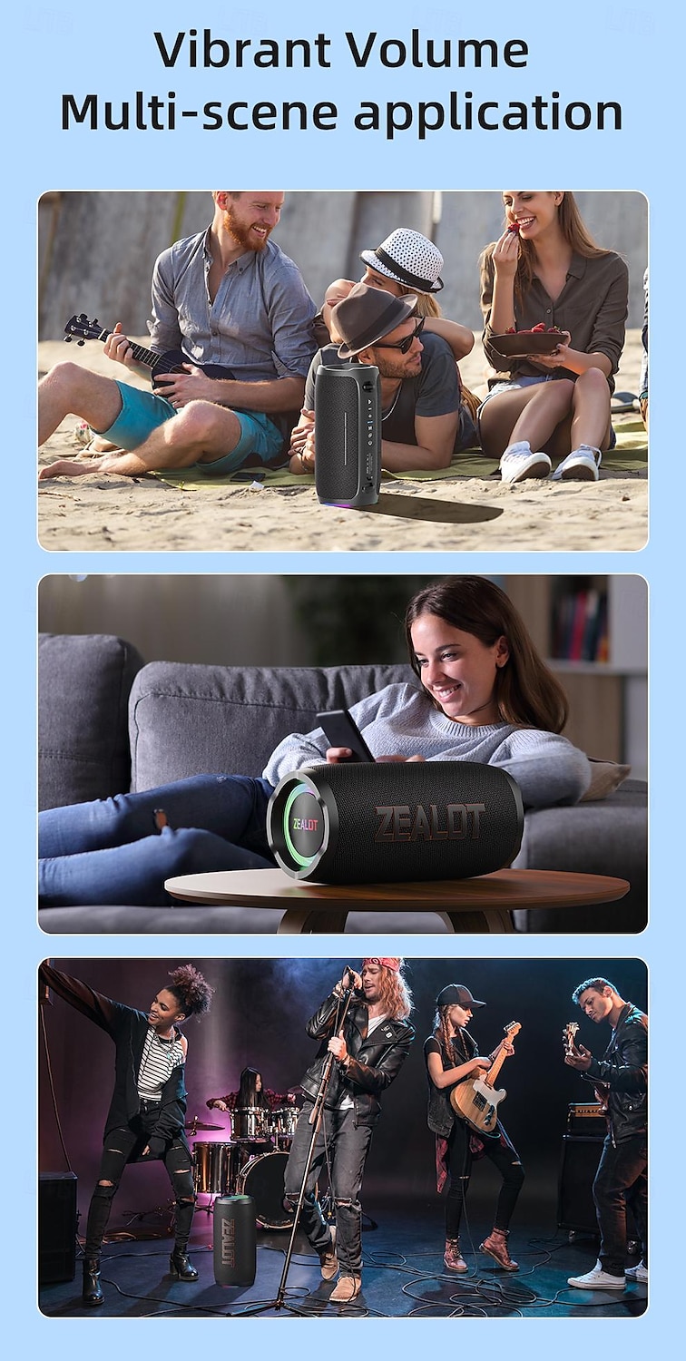 ZEALOT S76 Outdoor Speaker Bluetooth Speaker Bluetooth USB TF Card Outdoor Waterproof Stereo Sound Speaker For PC Laptop Mobile Phone 2025 - $171.99 –P14
