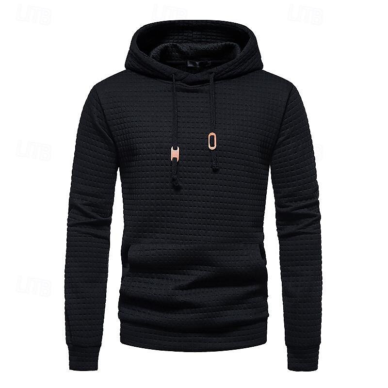 Herr Våffla hoodies Huvtröja Svart Vit Ljusgrå Mörkgrå Huva Slät Ficka Sport & Utomhus Dagligen Helgdag Polyester Streetwear Grundläggande Ledigt Vår & Höst Kläder Pull Tröjor Långärmad 2025 - $24.99 –P11