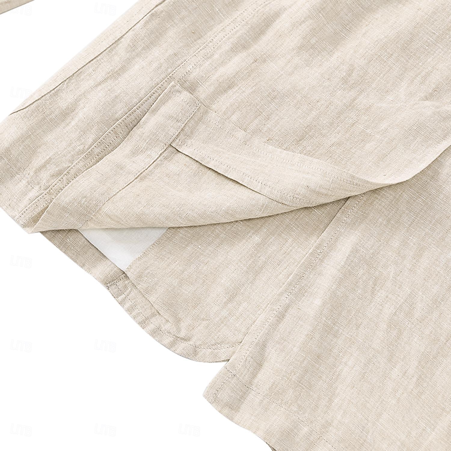 Herr Kavajjacka Bröllop Fest Ledigt Elegant Semester Sommar Vår Linne Ensfärgat Enkelknäppt med Två Knapphål Blazer Blå Beige 2025 - $55.99 –P13