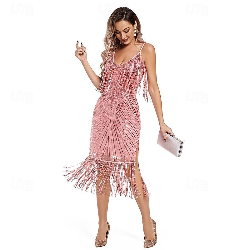 Retró Ordító 20-as évek 1920-as évek Flapper ruha Szerepjáték Jelmezek Felszerelések A nagy Gatsby Esküvői Vendég Flitter Rojt Női Karácsony Mindszentek napja Farsang Halloween Buli / Este Esküvői 2025 - $95.99 –P2