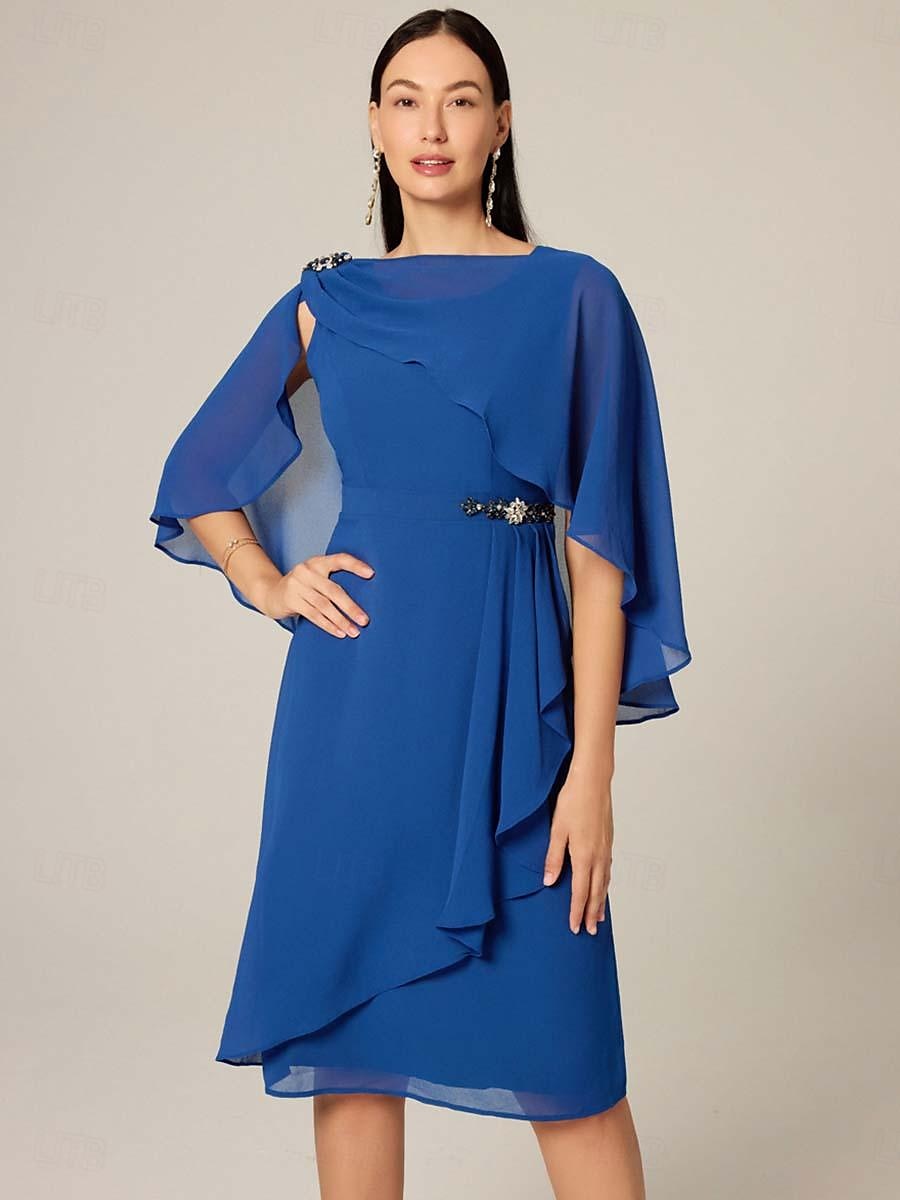 Dámské Větší velikosti Midi šaty Sada šatů Áčkové šaty Elegantní Svatební host Koktejlový večírek Běžný Bez vzoru Bez rukávů Úzký výstřih Námořnická modř Léto 2025 - $60.99 –P2