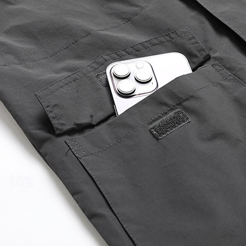 Men's Outdoor Jacket Transition Jacket Hiking Removable Multiple Pockets All Seasons Plain Casual Hooded Regular Black Khaki Dark Blue Gray Jacket 2025 - $55.99 –P14