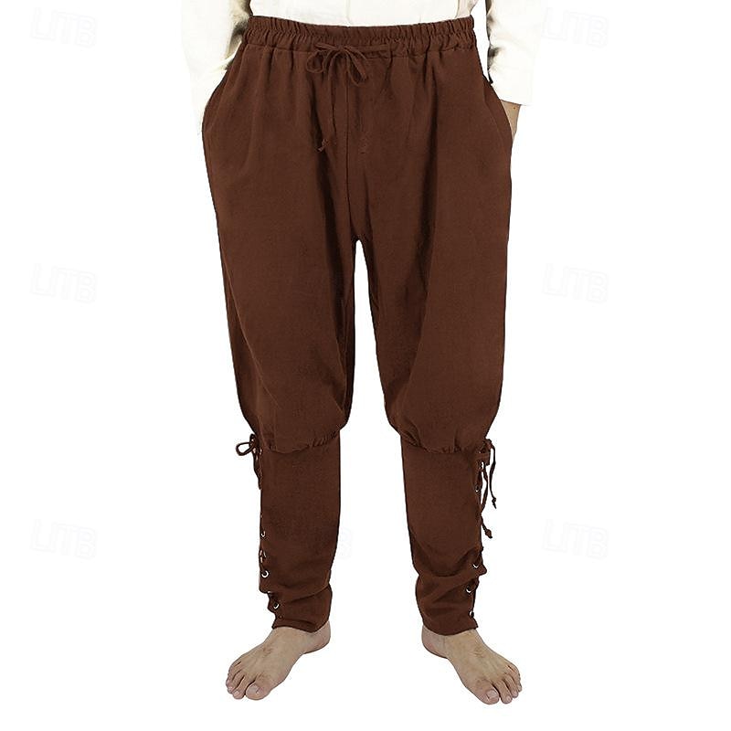 Retro Antiguo Medieval Renacimiento pantalones piratas Feria del Renacimiento caballero celta Ranger Color sólido Hombre Pirata Fantasía Víspera de Todos los Santos Carnaval Mascarada Rendimiento 2025 - $27.99 –P2