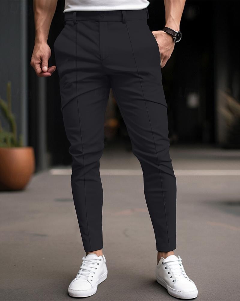 Homens Calças chinês Calça Chino Pregueado Xadrez Conforto Trabalho O negócio Diário Casual Preto Vinho Micro-Elástica de 2025 por $25.99 –P2