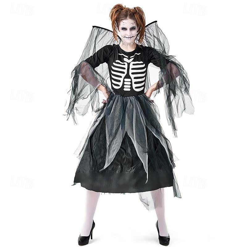 Skelett Totenkopf Kleid Cosplay Kostüm Erwachsene Damen Gruseliges Kostüm Party / Abend Karneval Einfaches Karnevalskostüm 2025 - $41.99 –P1
