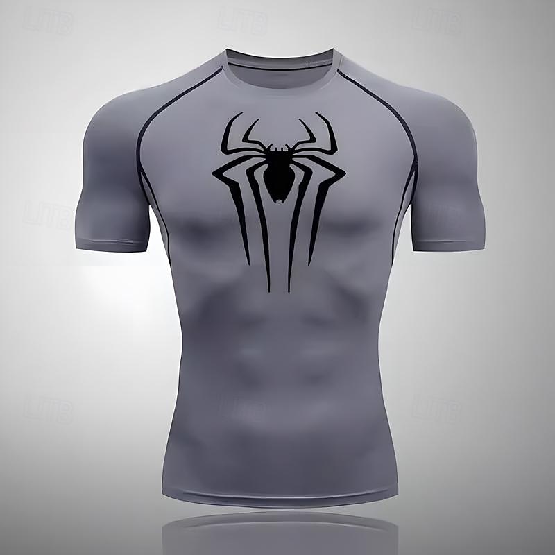 Men's Compression Shirt Athletic Shirt Gym Shirt Fitness Shirt Short Sleeve Tee Tshirt Casual Athleisure Breathable Quick Dry Soft Fitness Gym Workout Running Sportswear Activewear Black White Red 2025 - $12.39 –P1