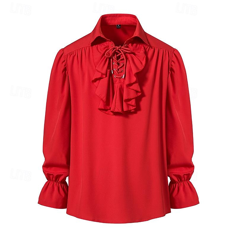 Punk og gotisk Kostymer i middelalderstil Renessanse Bluse / Skjorte Pirat Knekt Helfarge Kostyme Herre Pirat fantasi Royal Maskerade Ytelse Fest Maskerade Voksne Trøye 2026 - $12.49 –P14