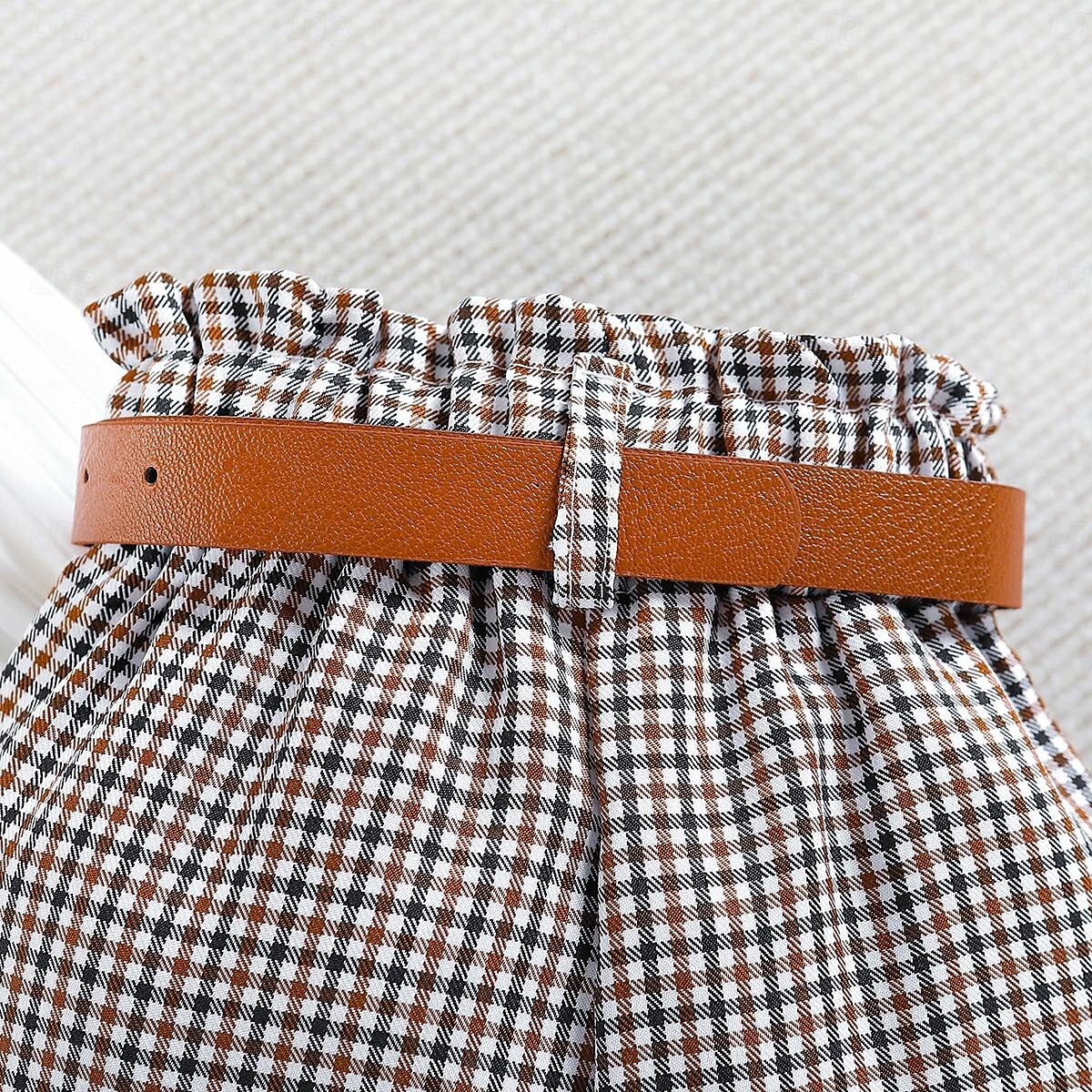 Mädchen 3D Feste Farbe Plaid T-Shirt & Hose Set Langarm Sommer Brautkleider schlicht Streetstyle Baby 1-5 Jahre Rundhalsausschnitt Outdoor Lockere Passform 2025 - $25.99 –P5