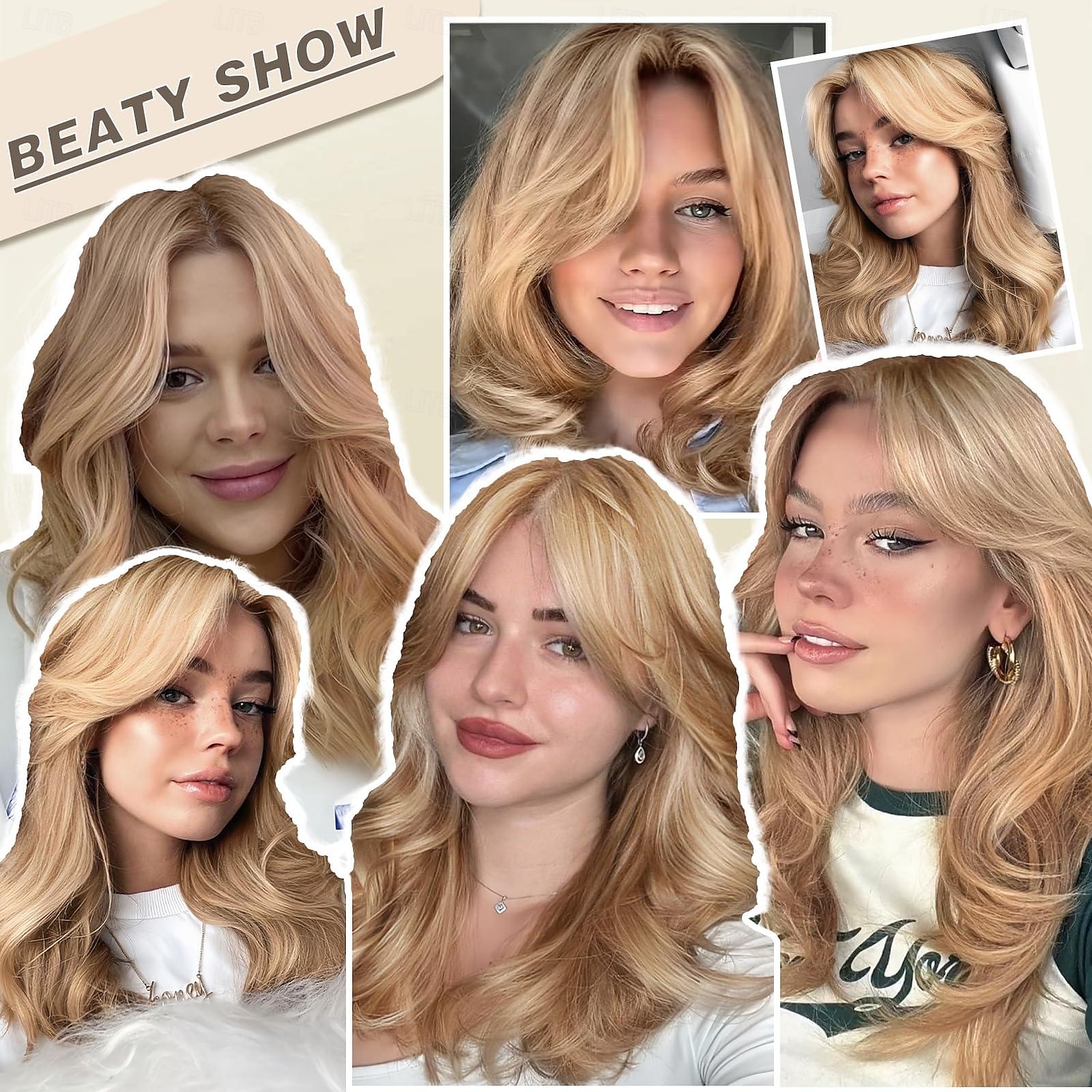 Perruques courtes bouclées avec frange, perruques ondulées pour femmes, perruques blondes synthétiques résistantes à la chaleur, longueur d'épaule, aspect naturel, ombre marron clair de 2025 ? $17.49 –P7