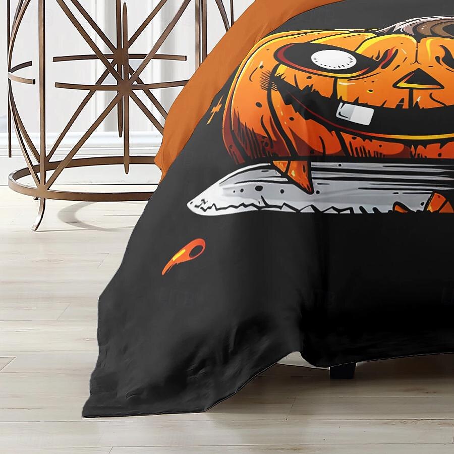 kolekce halloween sada povlaků na přikrývky Jack o lucerna dýně 3dílná sada super měkká šetrná k pokožce s dlouhou životností 2025 - $41.99 –P17