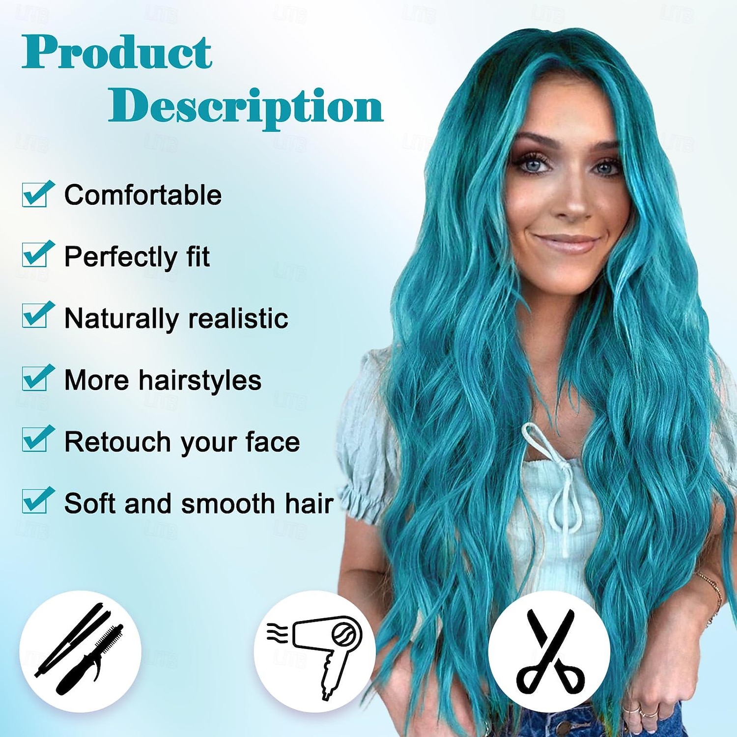 Long Wavy Wig for WomenMiddle Part Curly Wavy Wig Natural Looking Synthetic Heat Resistant Fiber Wig Halloween Cosplay Party Wigs 2026 - $20.99 –P6