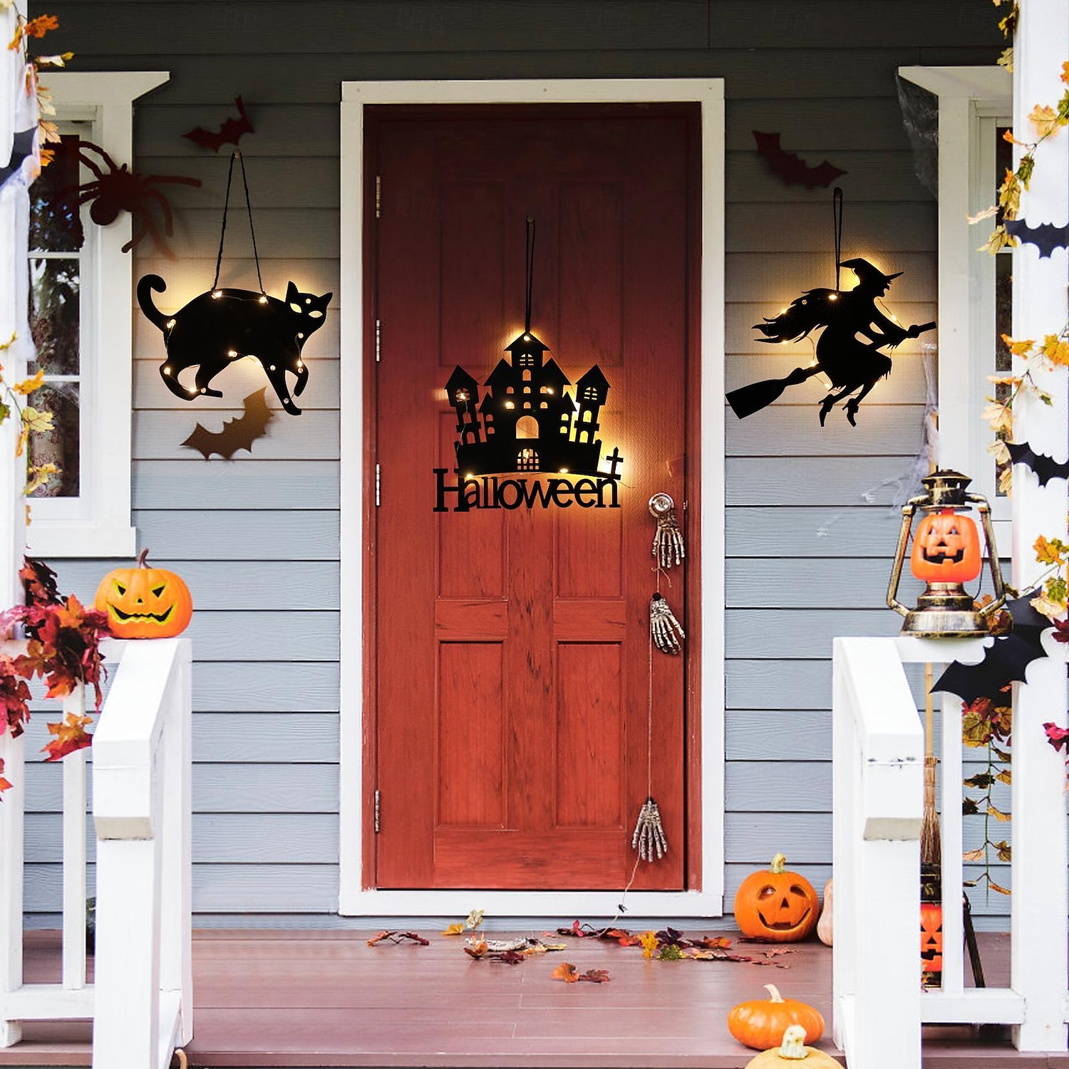 halloween okenní světla halloween dekorace led pavučina pavučina na baterie vnitřní okenní závěsná světla party domácí dekorace 2025 - $9.99 –P3