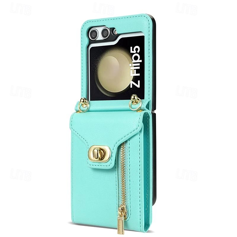Phone Case For Samsung Galaxy Z Flip 6 Z Flip 5 Z Flip 4 Z Flip 3 Flip Cover Zipper with Lanyard Card Slot Retro PC PU Leather 2025 - $27.99 –P6