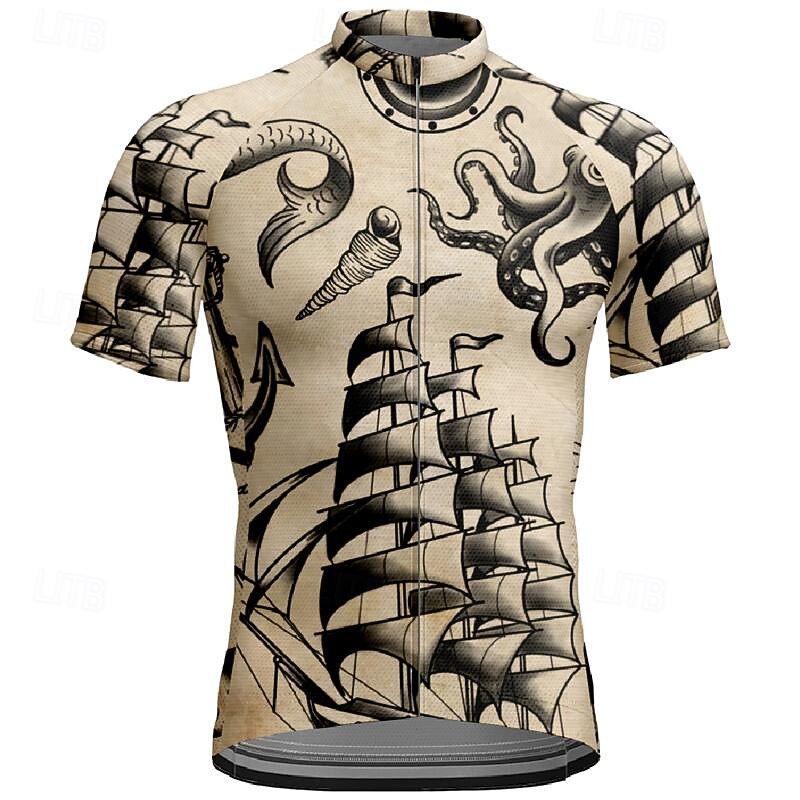 Men's Cycling Jersey Graphic Short Sleeve Bike Tee Tshirt Jersey Top with 3 Rear Pockets Mountain Bike MTB Quick Dry Breathable Sports Khaki Clothing Apparel 2025 - $30.99 –P1