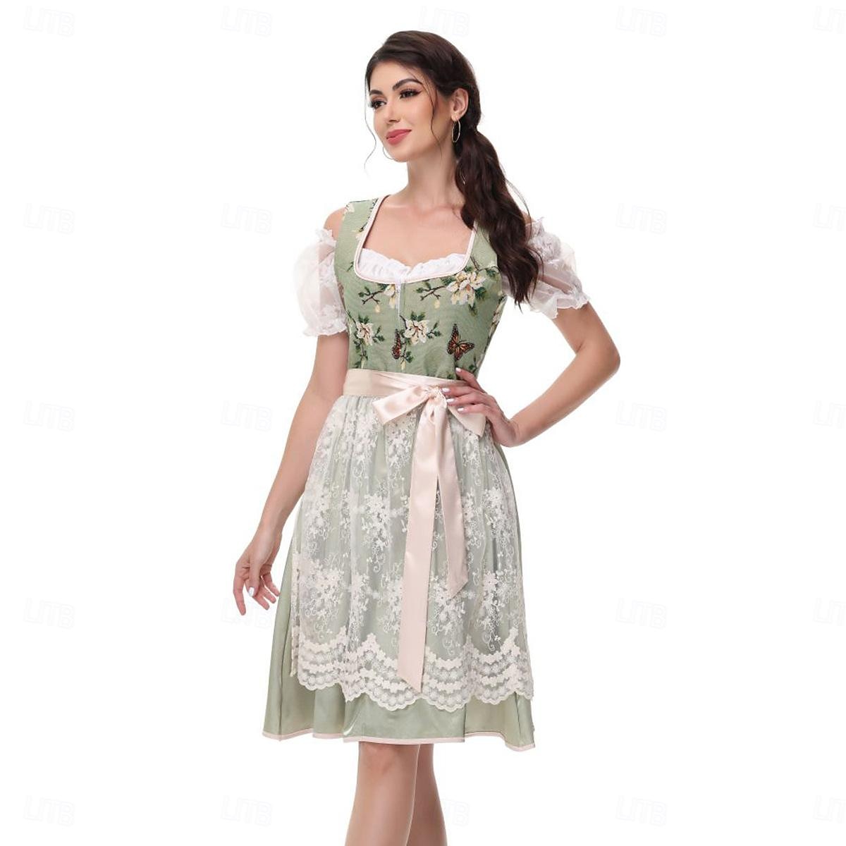 Női Karneváli Oktoberfest Sör Jelmez Dirndl Trachtenkleider Szobalány Német München Wiesn Hagyományos Stílusú Ruhával Oktoberfestre 2025 - $55.99 –P12
