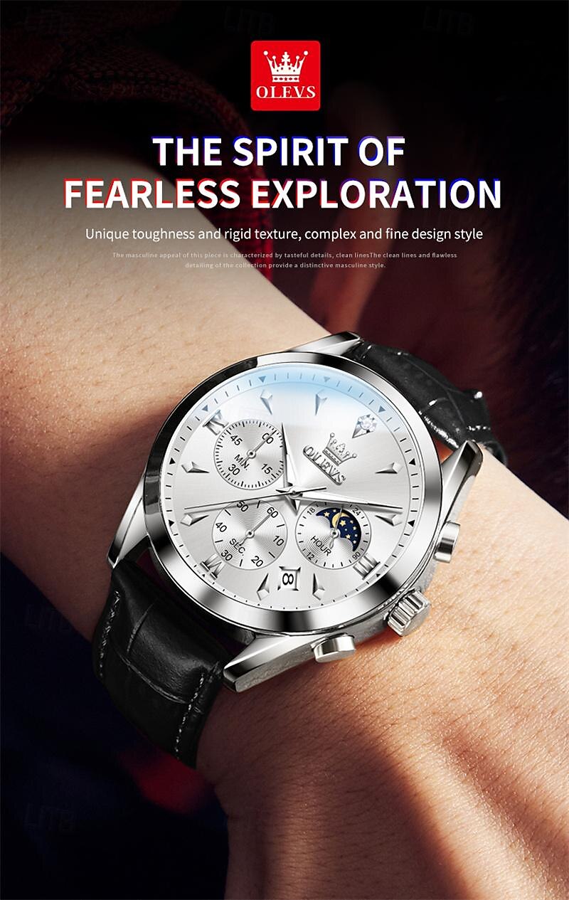 New Olevs Olevs Brand Fashion Trend Men'S Business Watch Luminous Chronograph Calendar 24 Hours Multi-Function Quartz Watch Casual Versatile Waterproof Sports Men'S Wristwatch 2025 - $36.99 –P13
