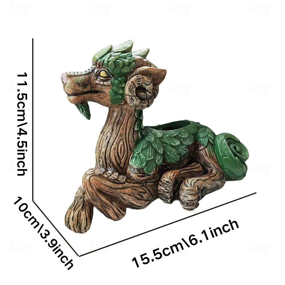 Dragon Succulent Planter, Creative Garden Guardian Statue, Ideal Sculpture & Figurines, Home Decor, Gift 2025 - $26.99 –P4