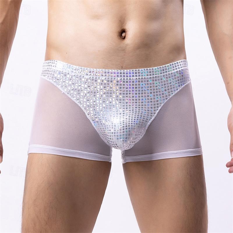 Men's 1 PCS Boxers Underwear Boxer Shorts Patchwork Polyester Breathable Soft Comfortable Plaid Color Block Mid Rise Black White 2025 - $8.99 –P5