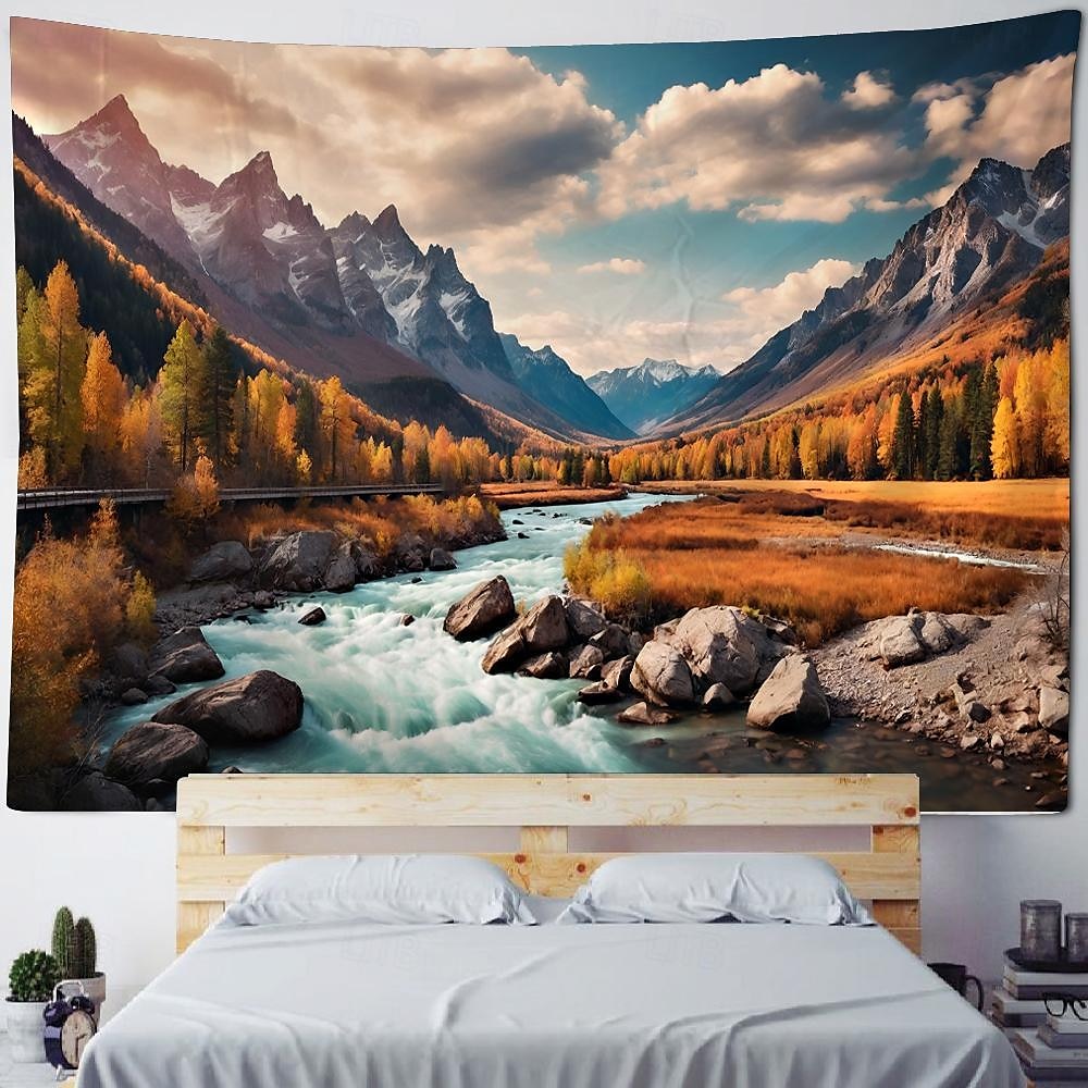 natura wodospad skała wisząca gobelin krajobraz ściana sztuka duży gobelin mural wystrój fotografia tło koc kurtyna strona główna sypialnia dekoracja salonu 2025 - $16.99 –P10