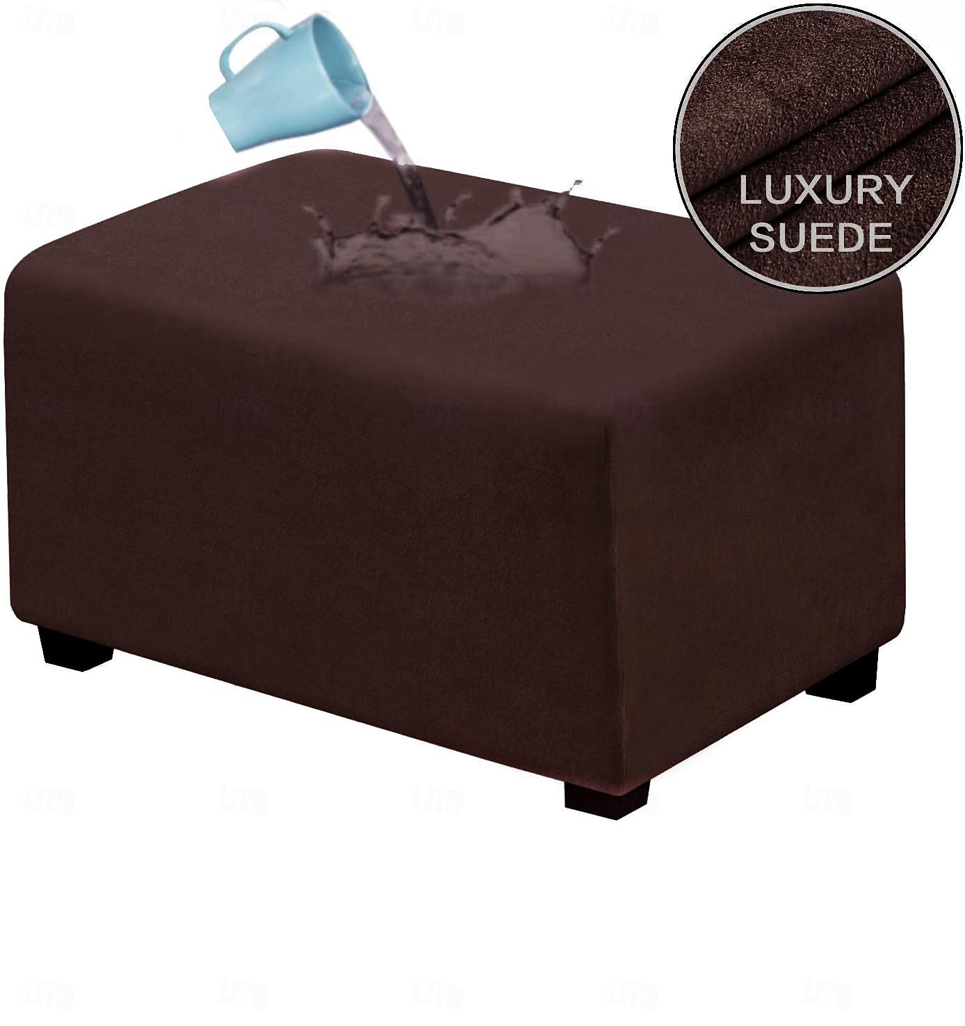 Housse de pouf en velours rectangulaire, housse de rangement pour pouf, housse de repose-pieds épaisse et extensible avec bande élastique de 2025 ? $25.99 –P1